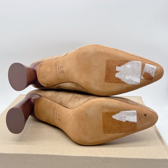 Vince Hillside Women’s Ankle Boots Booties Tan Brown Suede High Heel US 10 EU 41 - Picture 8 of 10